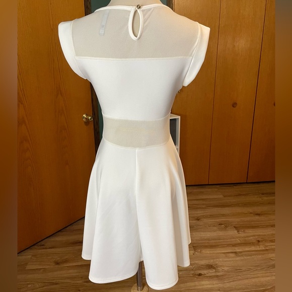 White Mesh Skater Dress - Picture 3 of 5
